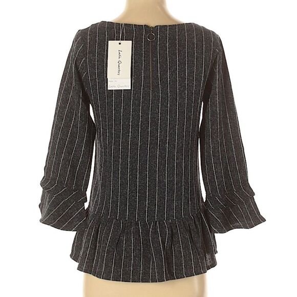 LATIN QUARTERS Blouse Blue/White Striped P… - Picture 2 of 7